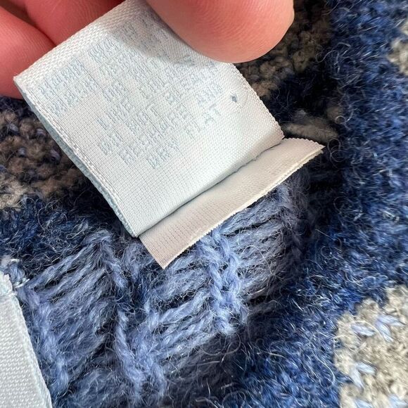 SKYR Sweaters Womens Medium Petite Wool Blend Fair Isle Nordic Buttons Blue Fall - Picture 7 of 9